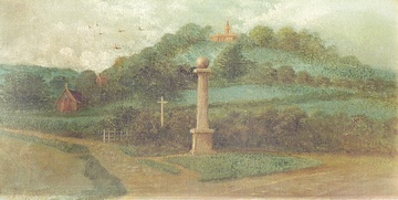 A Victorian view of West Wycombe Pedestal, Mausoleum and Church